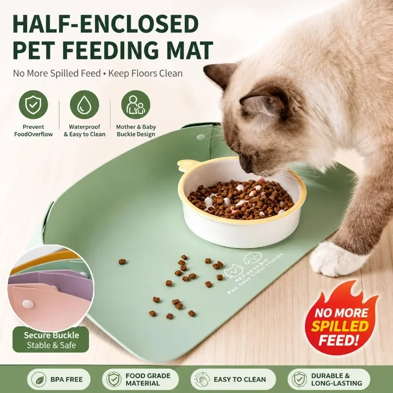 Pet Feeding Mat Pet Food Feeding Pad PU Leather Pet Anti Spill Placemat Waterproof Oil Resistant 1005012509258729