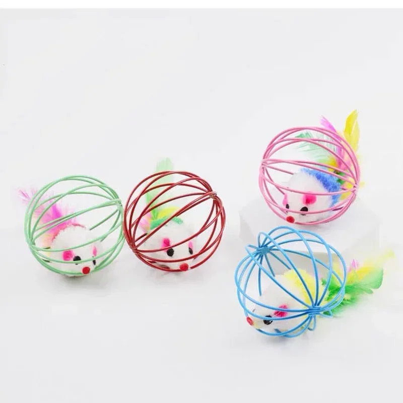 Popular Colorful Mouse in Cage Cat Toy Within Sand Interactive Chase Cat Mouse Toy 1005012511739565