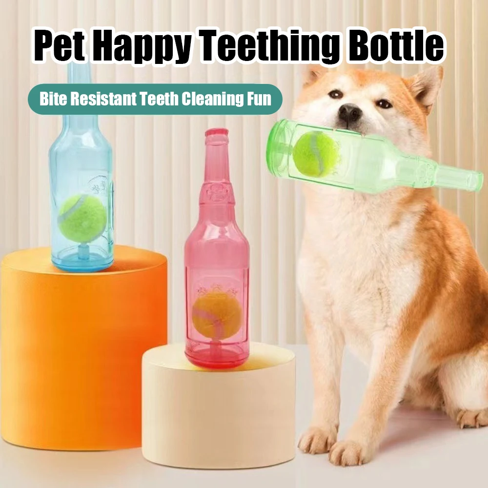 Pet Dog Toy Resistant Bite Teething Floating Rubber TPR Wine Bottle with Tennis Ball Large Dogs 1005012511946152