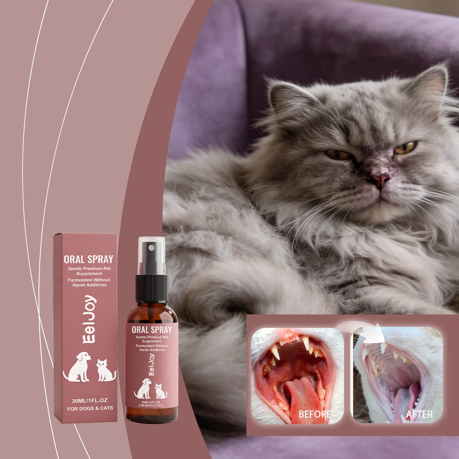 Dog Cat Oral Spray Tartar Plaque Calculus Remove Oral Hygiene Treatment Caries Prevent All Ages Pet 1005012513757702