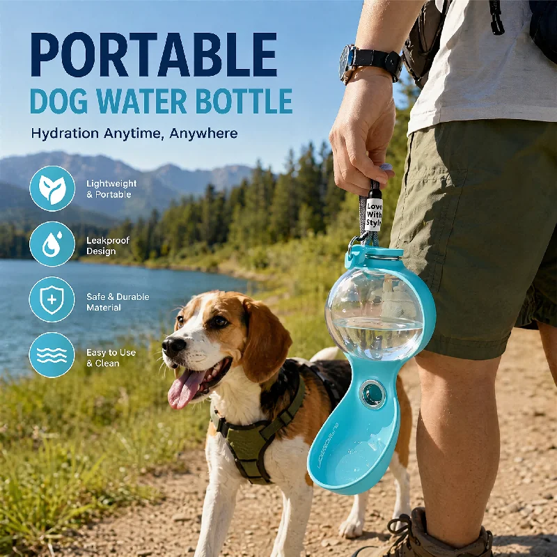 Portable Foldable Dog Water Bottle Leak Proof Silicone Travel Pet Water Bowl with Lanyard (2 in 1) 1005012515361738