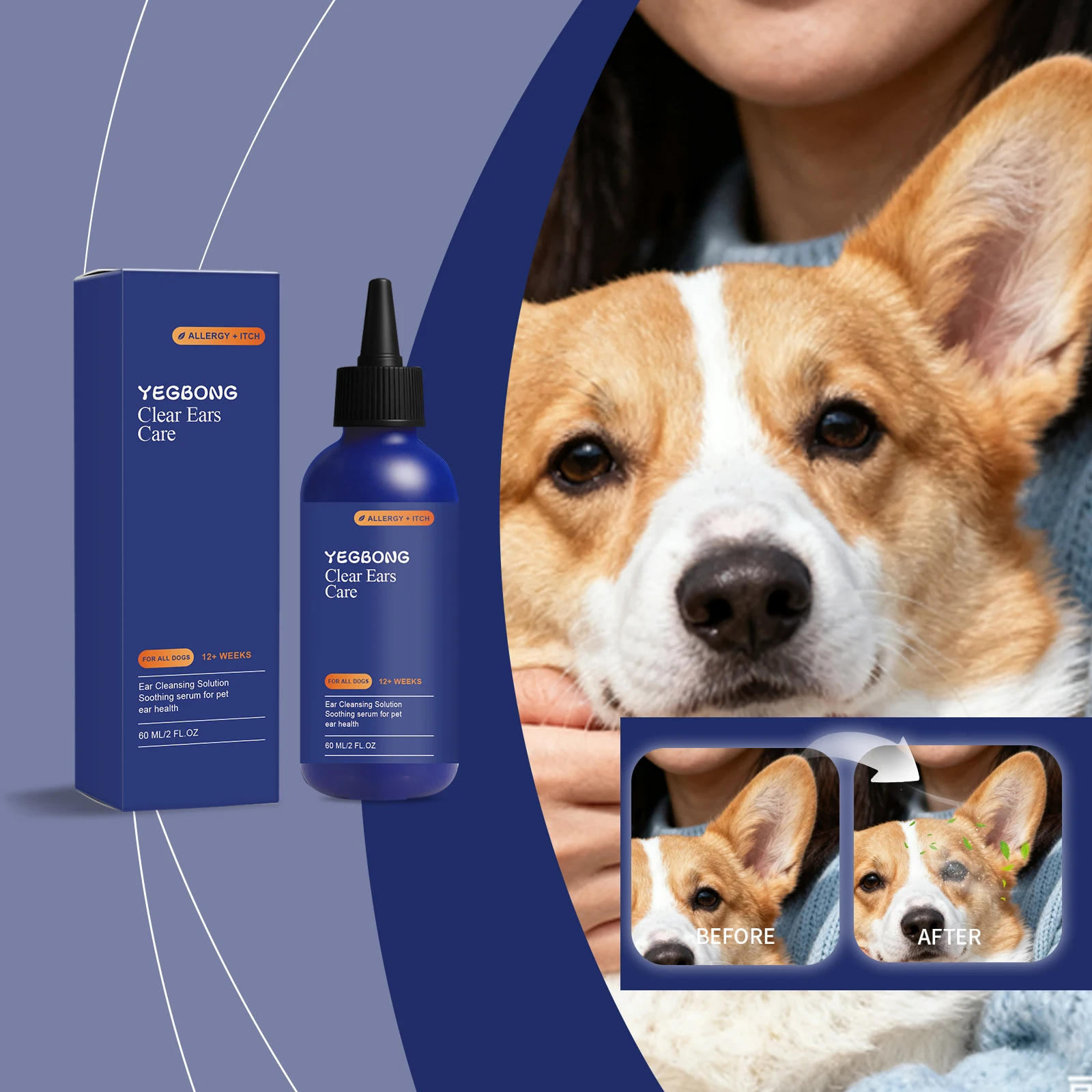 Dog Ear Cleaner Liquid Ear Wax Dirt Remove Itch Allergy Relief Odor Eliminator Daily Ear Care 1005012515645965