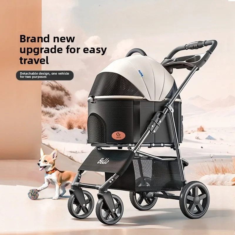 Pet Stroller Lightweight Foldable Detachable Cat Dog Carrier Outdoor Portable One Button Folding 1005012516123315