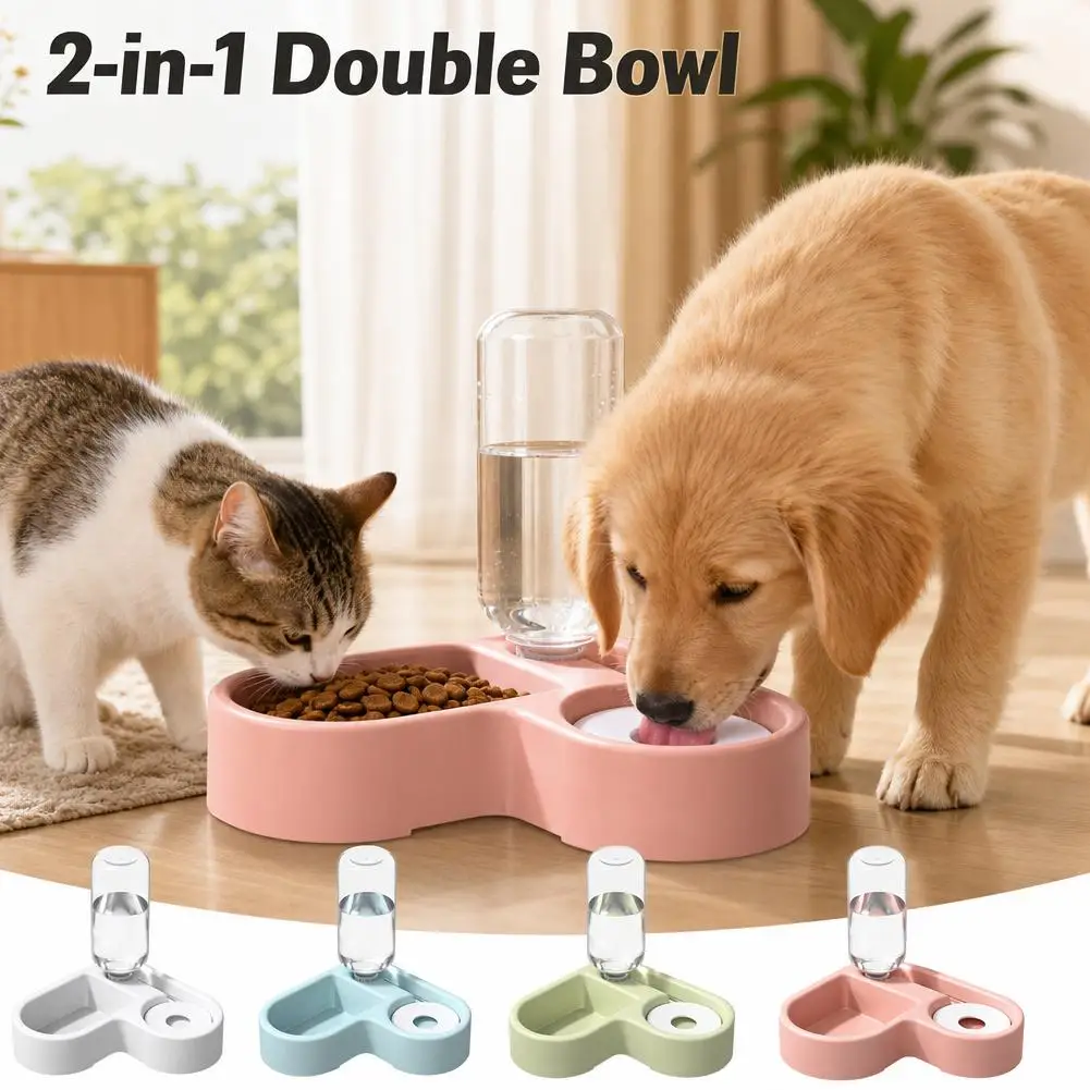 Automatic Cat Dog Feeder & Water Fountain Double Bowl Set Pet Drinking Dispenser With (2 In-1) 1005012516123865