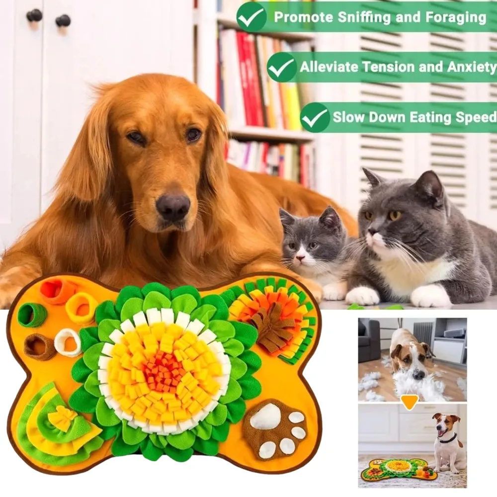 Dog Snuffle Mat Bone Shaped Pet Nosework Training Blanket Flower Design Slow Food Feeding Pad 1005012517809474