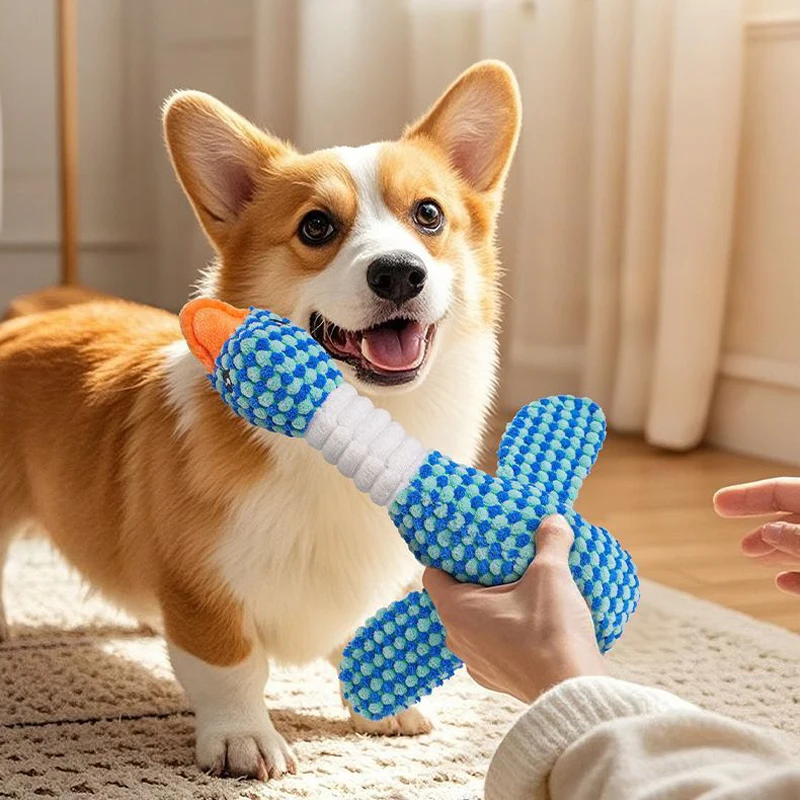 Pet Vocalizing Wild Goose Toy, Dog Chewable Teething Stick, Boredom Relieving Plush Doll 1005012518051169
