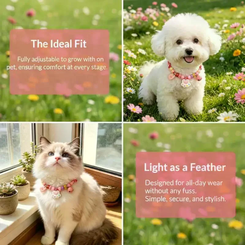 Cat Neck Chain with Bells Adjustable Braided Pet Necklace for Colorful Cat Fashion 1005012518778066