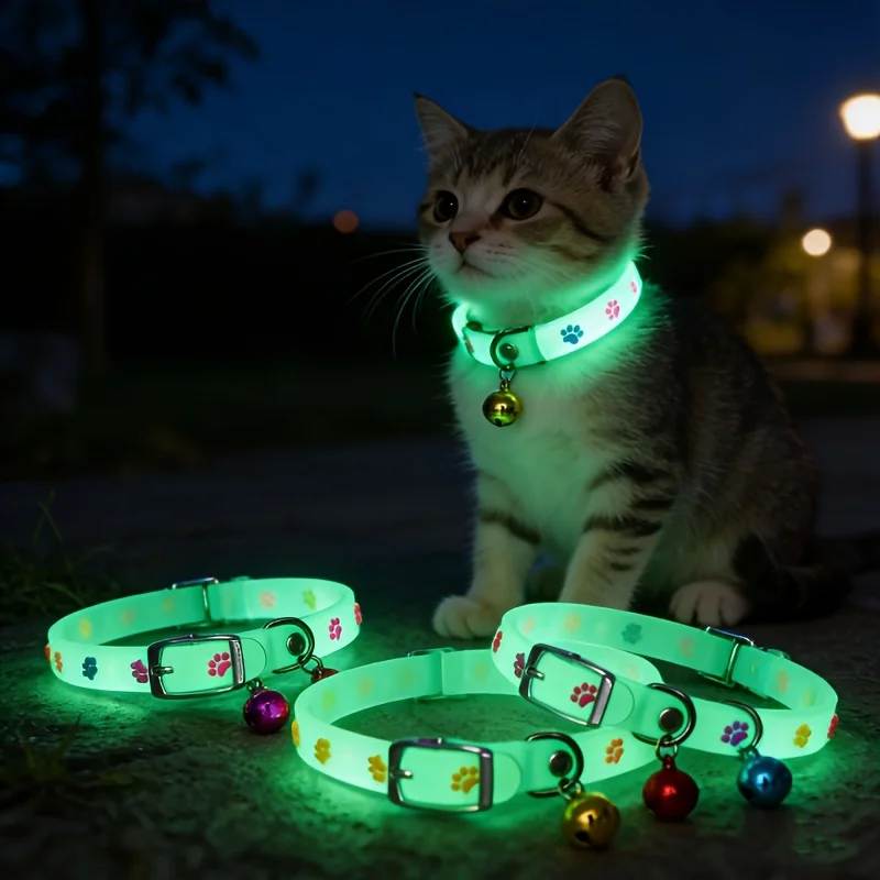 Collar and 1bell, Total of 2 Pieces. Cute Luminous Pet Collars for Anti-Lost Safety at Night 1005012519681298