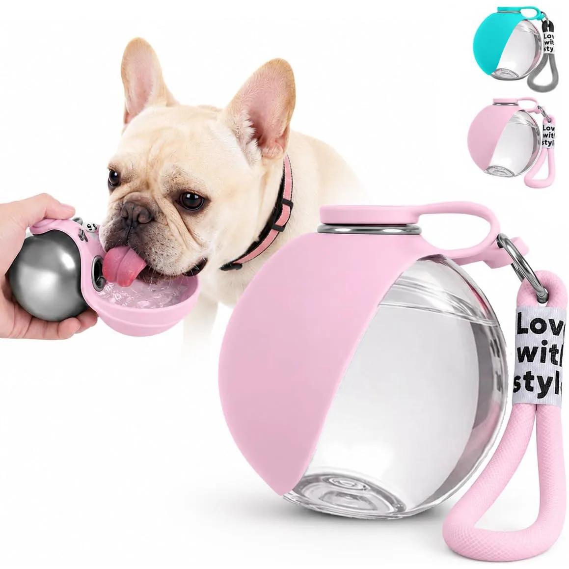 Feeders Portable Dog Water Bottle 285ml Pet Drinking Silicone Bowl with Lanyard Leak-Proof (2 IN 1) 1005012520322796