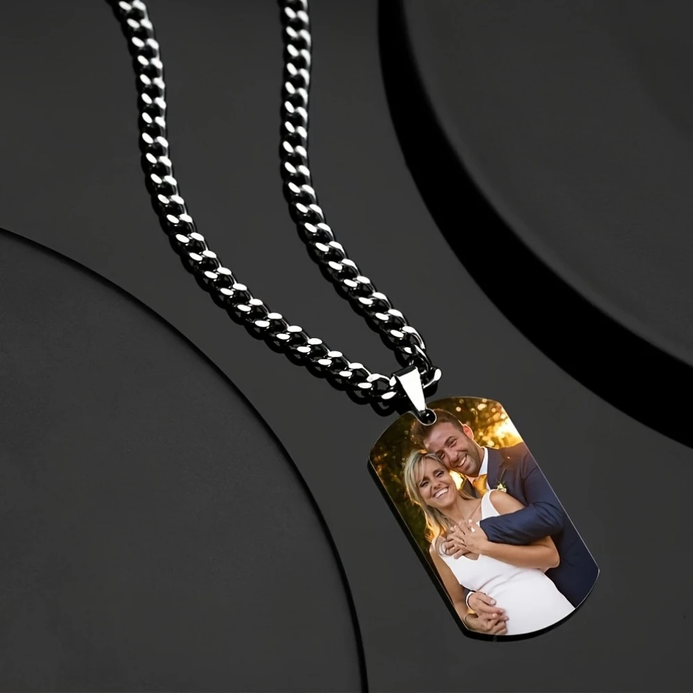 Custom Personalized Photo and Name Engraved Stainless Steel Dog Tag Necklace 1005012520924068