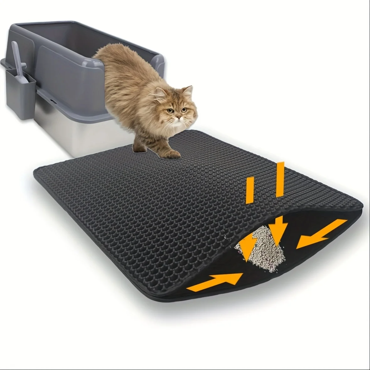 Honeycomb Double Cat Litter Mat, Waterproof, Easy to Clean, Phthalate Free EVA/PP, Trash Catch 1005012521842920