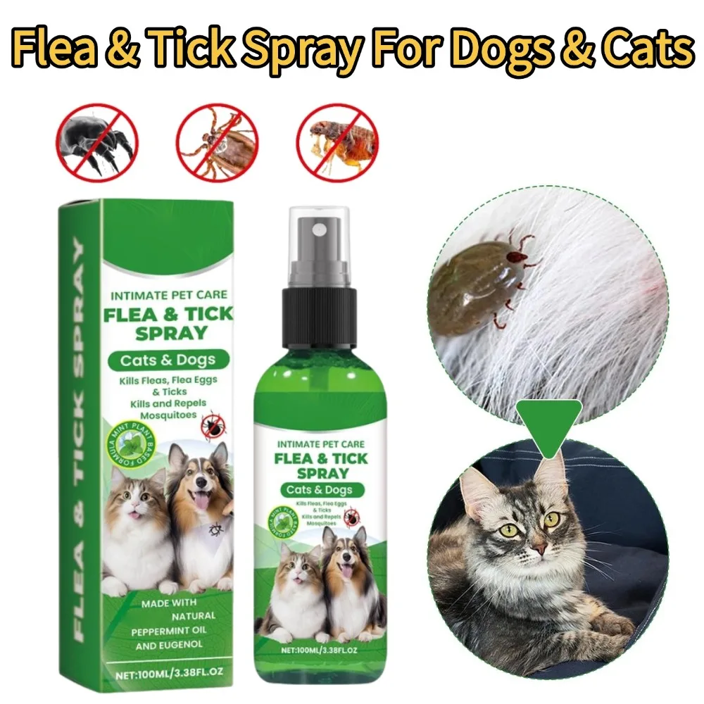 Pet Flea & Tick Spray for Dogs Cats 100ml Flea Killer Itching Relief Insect Repellent Mite Lice 1005012522238995