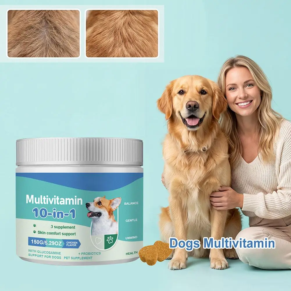 Multivitamin 10-In-1 Dog Nutritional Chewable Tablet with Glucosamine & Probiotics – Joint Support 1005012522526095