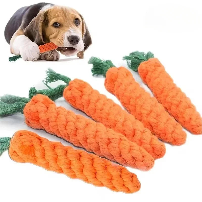 Pet Knot Toys for Dogs and Cats Carrot Shape Cotton Rope Pet Toy Dog Puppy Kitten Chew Toy 1005012522547023
