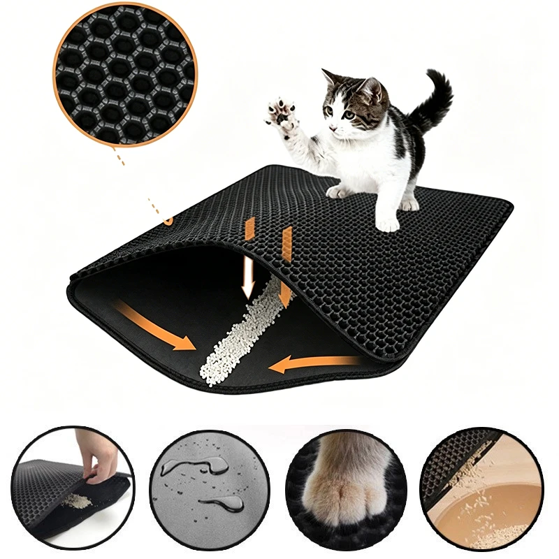 Cat Litter Mat 2-Layer Design Premium Sand Trapping Technology Waterproof Base Non-Slip Pet Floor 1005012522601176