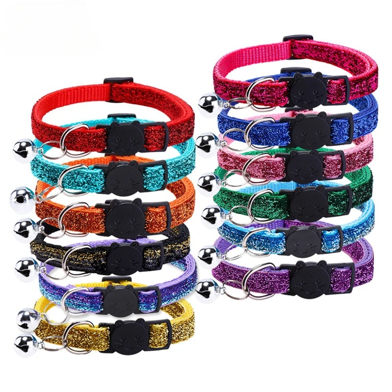 Cat Collar Adjustable with Bell Breakaway Adjustable Kitten Cat Sequin Collar Neck Strap Cat Pet 1005012522740141