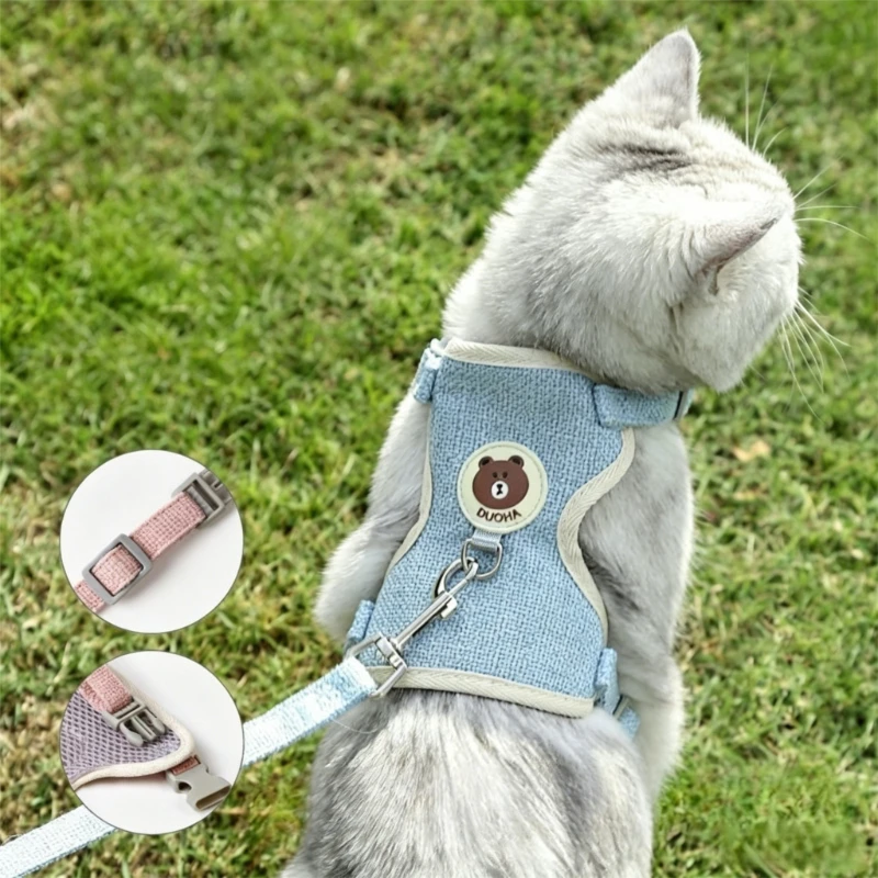Cat Dog Harness with Lead Leash Adjustable Vest Mesh Breathable Adjustable Chest Harness Outdoor 1005012522754869