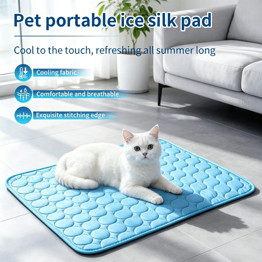 Summer Pet Cooling Pad Non-Toxic Ice Silk Dog Cat Cooling Bed Mat Anti-Scratching Reusable Cool 1005012522969027