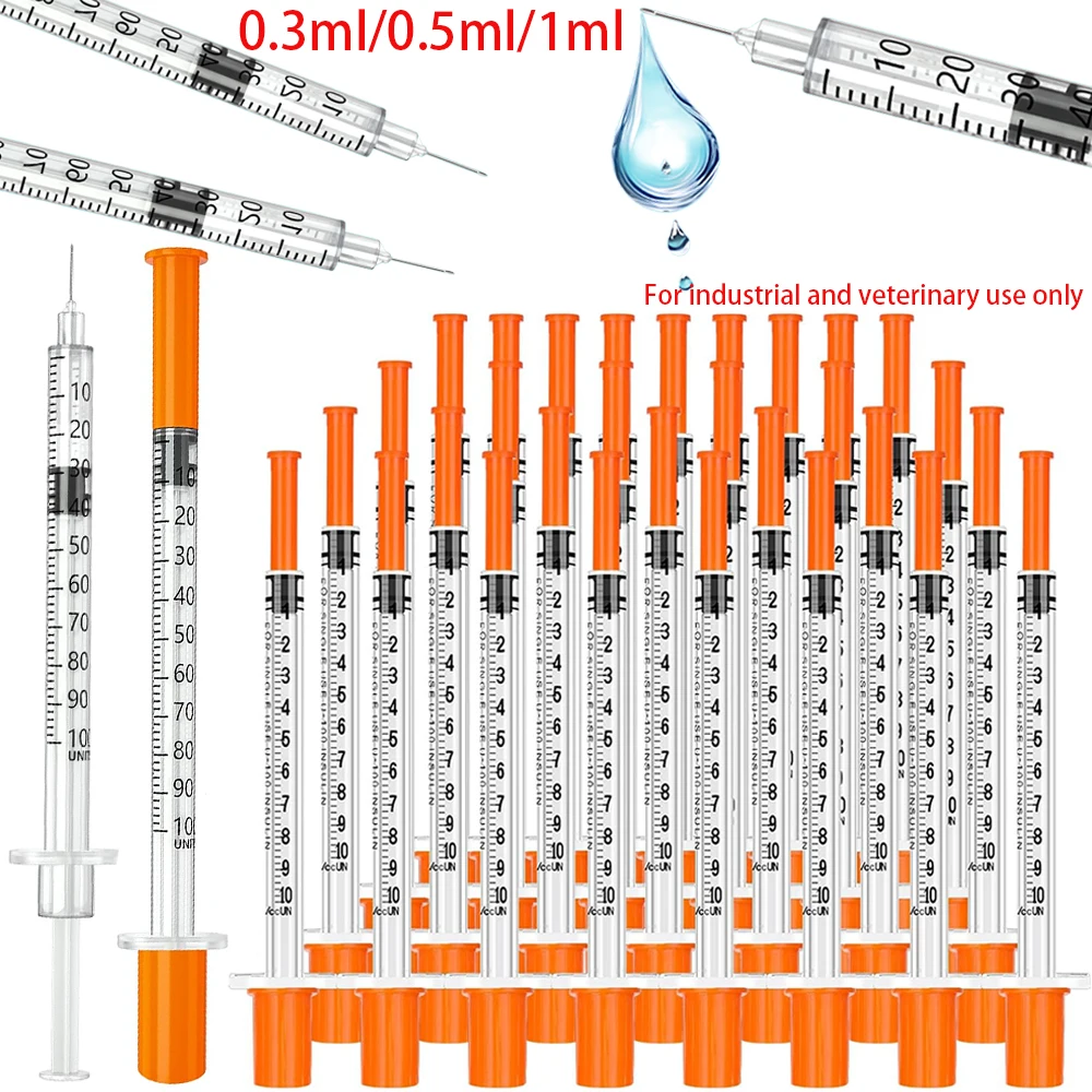 0.5Ml/1Ml Disposable Plastic Veterinary Syringe with Needle, Suitable for Pets and Farm Animals 1005012523040993