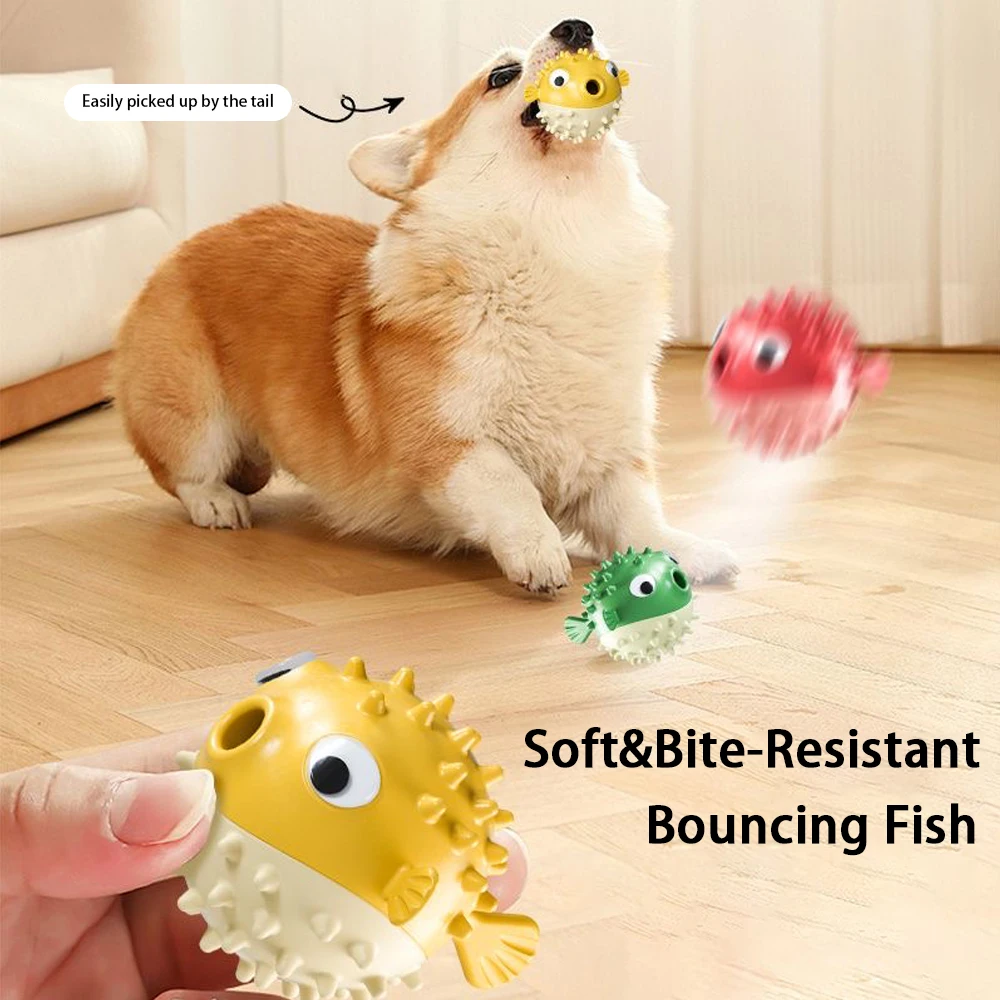 Bouncing Fish Dog Toys Relieve Boredom Molar Bite Resistant Missing Food Speak Out Elasticity Dog 1005012525465900
