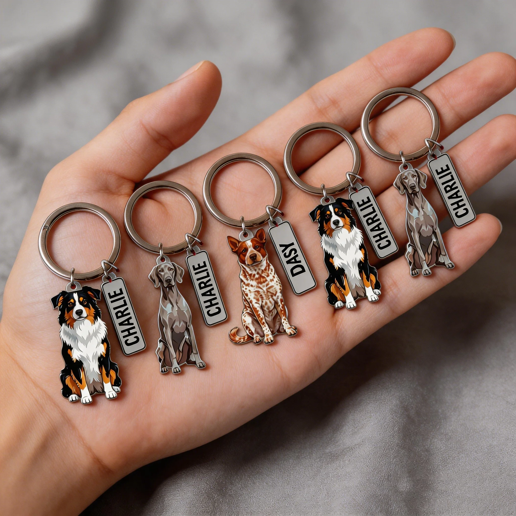 Personalized Dog Keychain Custom Pet Name Tag Key Ring Acrylic Puppy Portrait Key Holder for Dog 1005012525489663