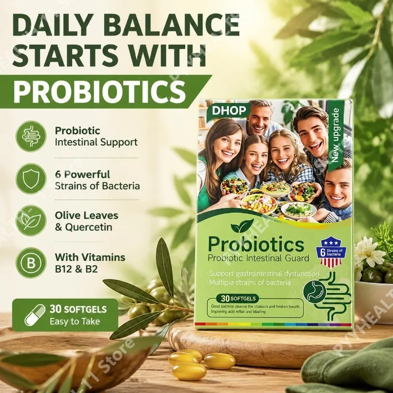 Probiotics Intestinal Digestive Capsules with 6 Strains of Bacteria, Olive Leaves & Quercetin 1005012526149240
