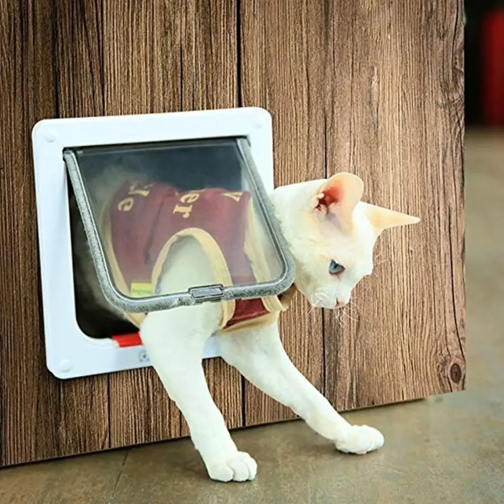 Simple Cat Door Weatherproof 4 Ways in and Out Freely for Small Dogs 1005012526490800