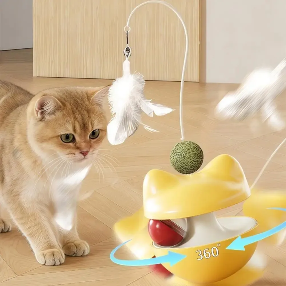 Multifunctional Cat Toys Wobble Treat Dispenser with Bell Feather Wand 1005012528576241
