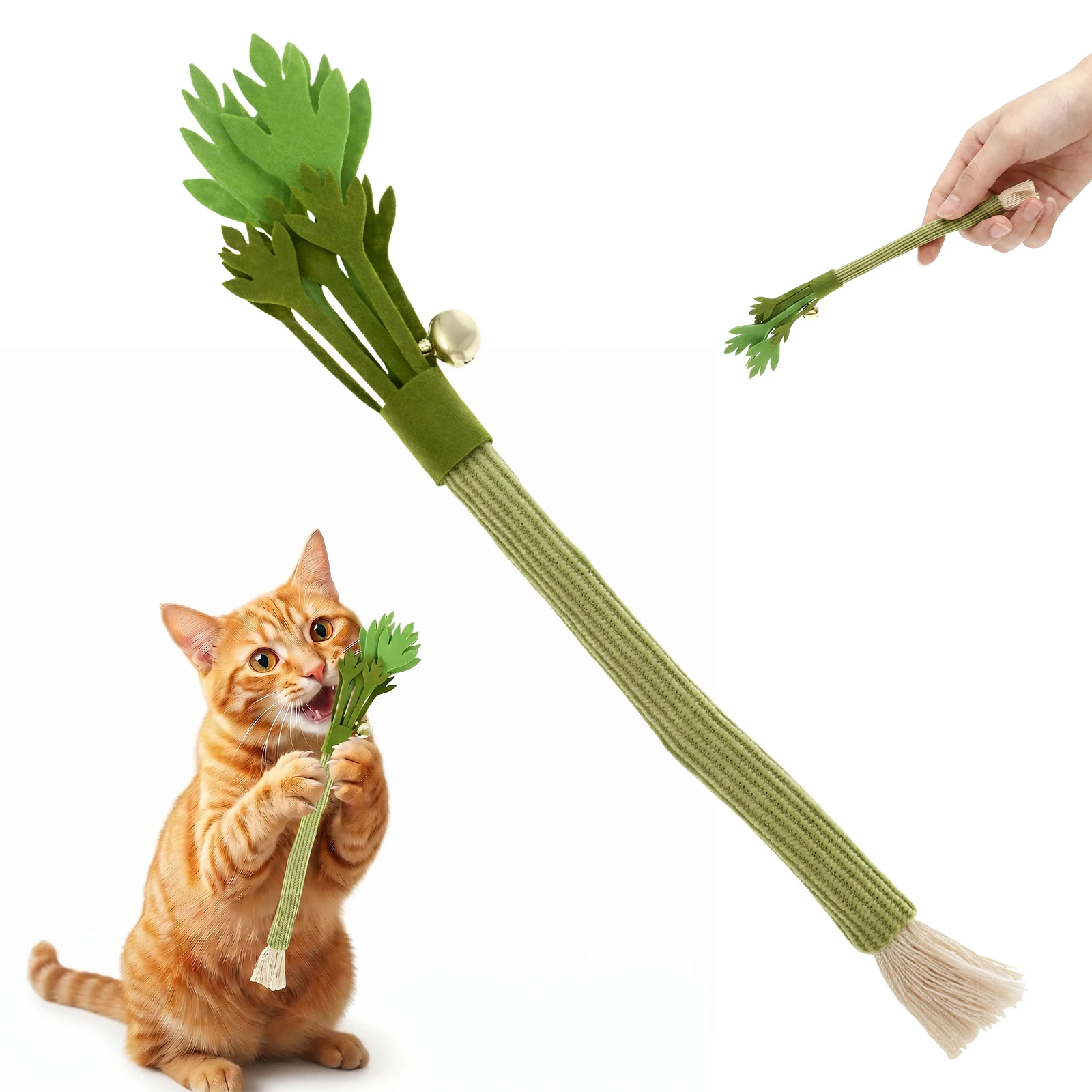Simulation Celery Cat Chew Toy Catnip with Sound Bell Cat Teeth Cleaning Interactive 1005012528960101