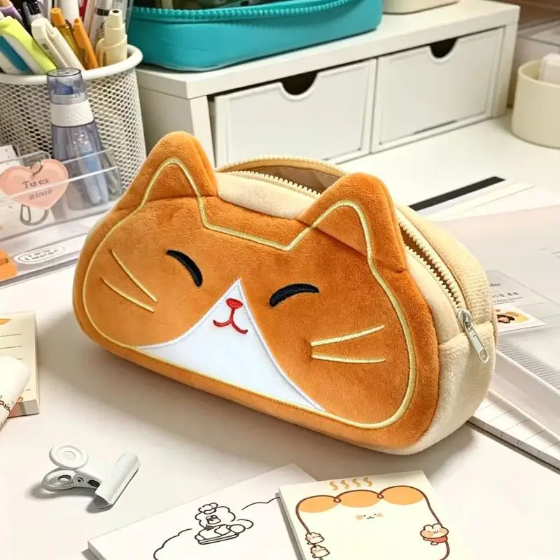 Caramel Cat Plush Pen Case, Large Capacity 1005012529210805