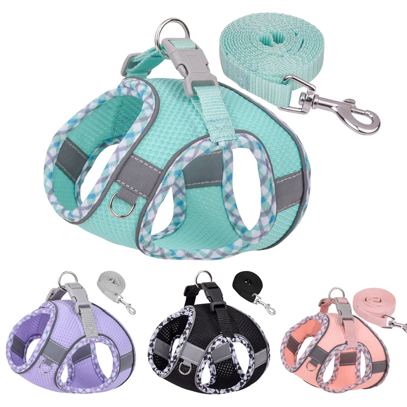Reflective Pet Dog Harness and 1.5m Leash Set for Small Medium Dog Outdoor Walking Adjustable Cat 1005012530442311