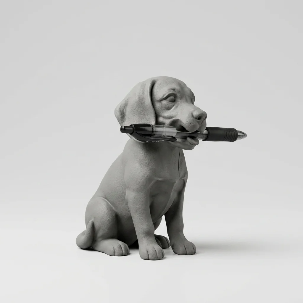 Grey Sitting Puppy Pen Holder Dog Figurine Desk Organizer Novelty Office Gift for Lovers 3D 1005012533379922