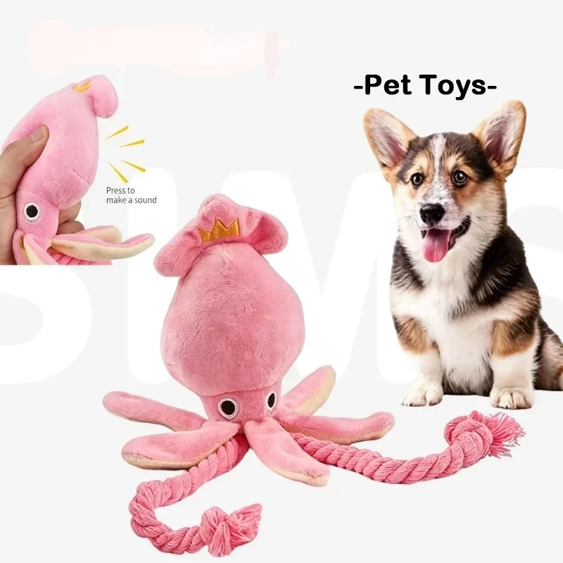 Squeaky Octopus Dog Toy Cotton Rope Interactive Chew Boredom Relief Self Play Pet for Small Puppy 1005012533762907