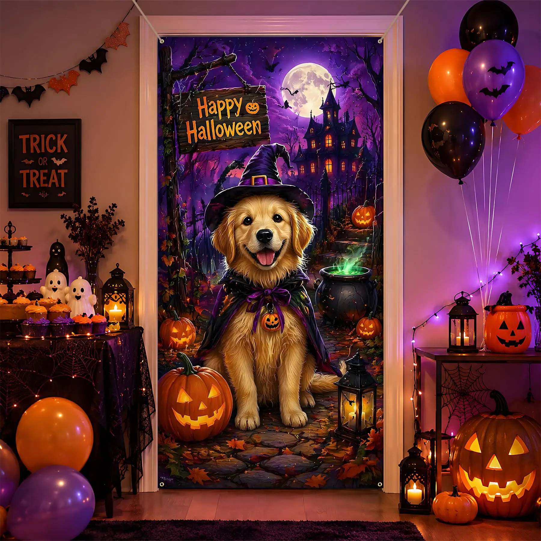 Vintage Halloween Black Cat Dog Door Banner Decoration 1005012535583486