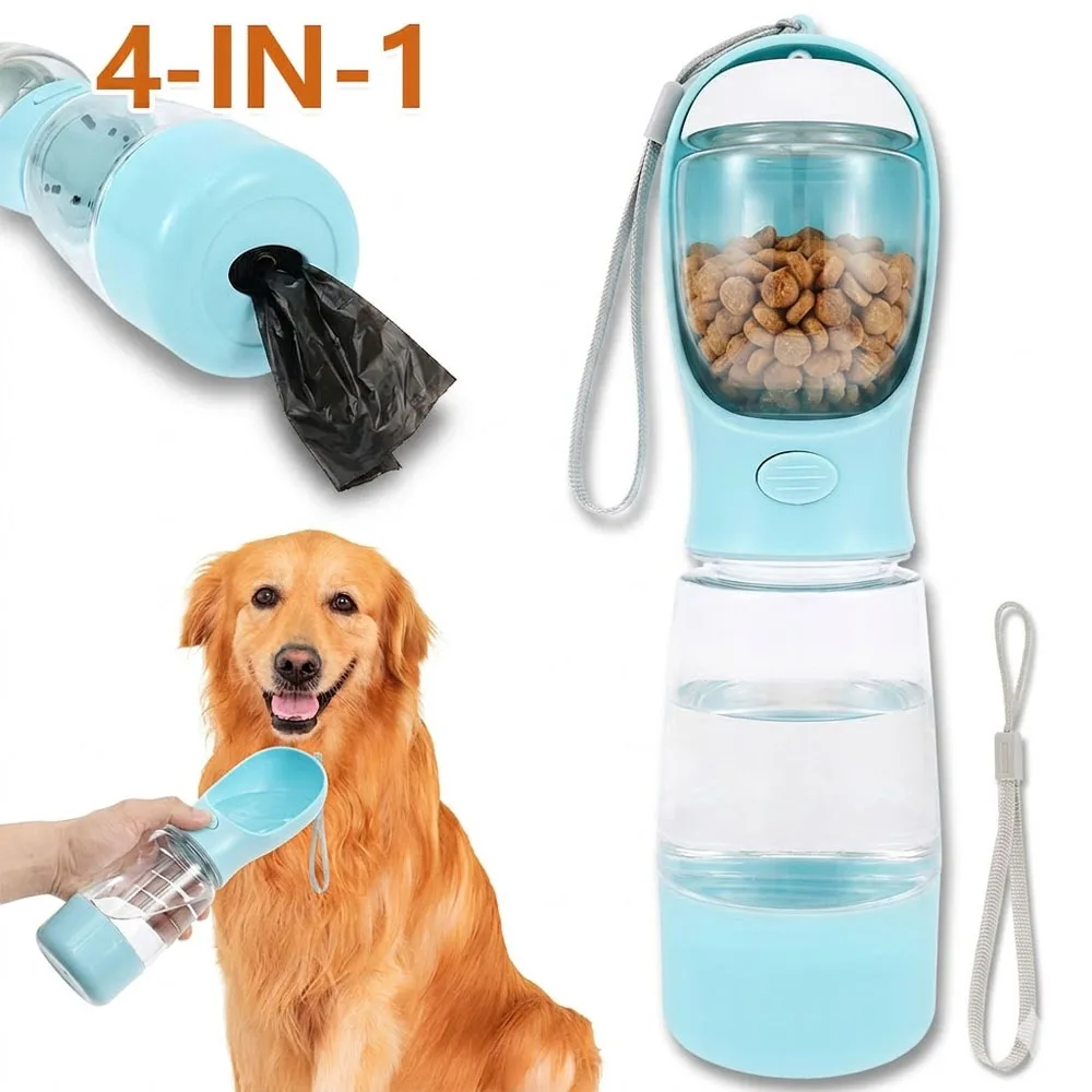 Dog Travel Water Bottle Portable Pet Water Food Cup with 400ml Water 150g Food Storage (4 in 1) 1005012535997444
