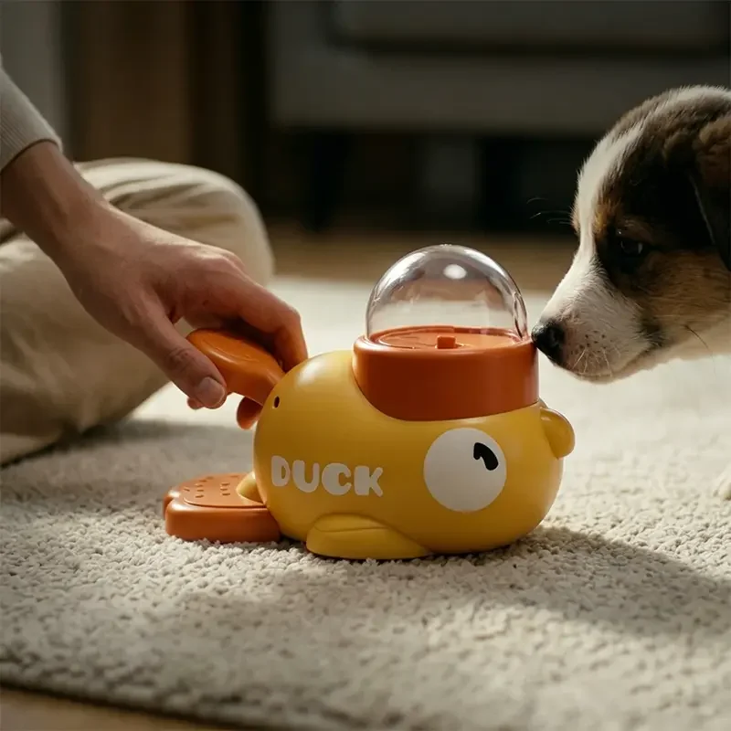 Dog 2-In-1 Interactive Toy Pet Automatic Food Treat Dispenser Cartoon Duck Design Slow Food Pet 1005012538440376