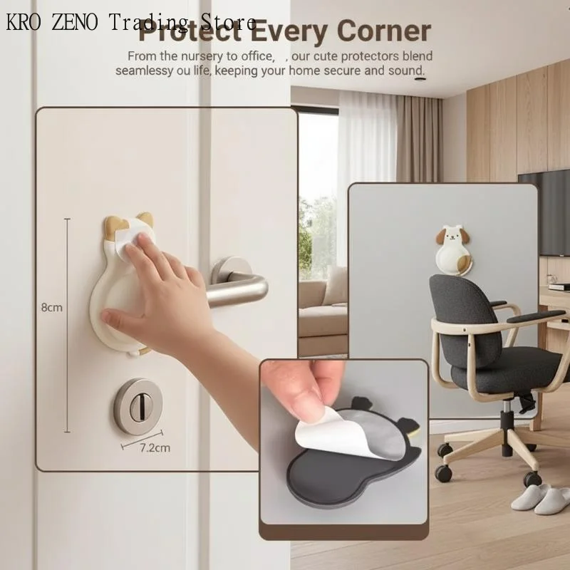 4PC/Set Pet Door Stopper 3D Dog Cat Penguin Panda Anti Collision Self Adhesive Bumper for Furniture 1005012539492037