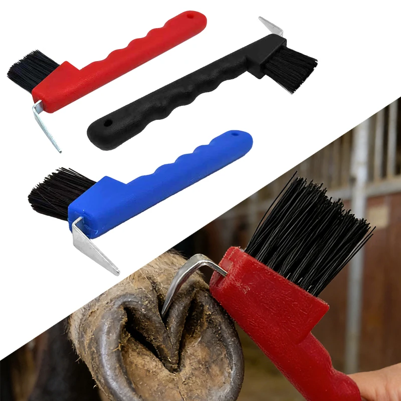 Horse Hoof Pick with Brush Non-Slip Handle Cleaner Tool Equestrian Grooming (2 Pcs) 1005012539503120