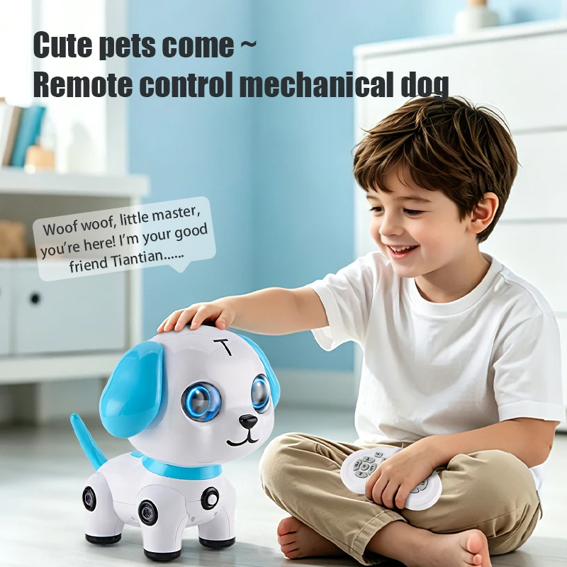 Remote Control Mechanical Dog Toy with LED Lights, Interactive Electronic Puppy Robot 1005012540192161