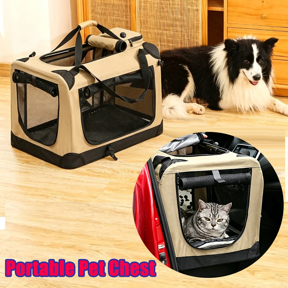Portable Soft Dog Crate Foldable Travel Cage for Medium Large Dogs Soft Side Folding Cat Dog 1005012540517953