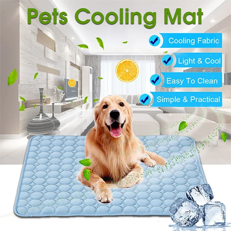 Breathable Pet Cooling Mat for Summer, Washable Ice Silk Dog Blanket 1005012540551859
