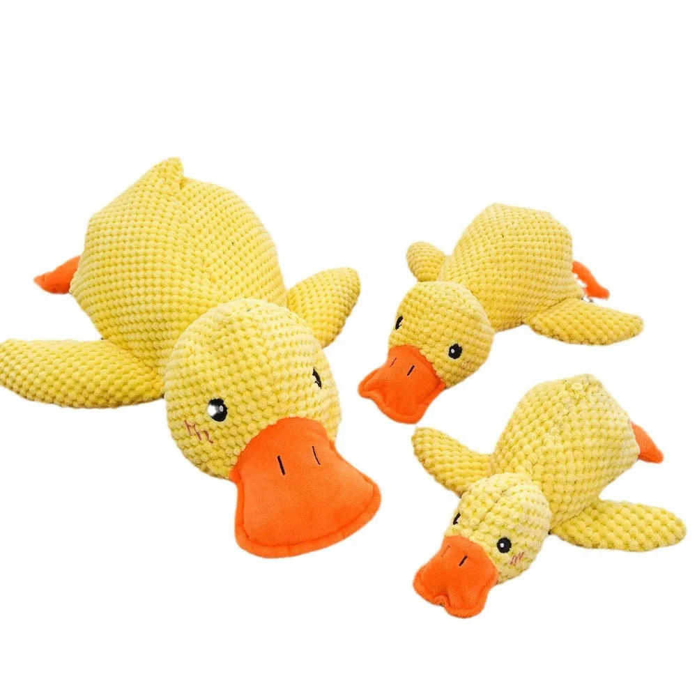 Squeaky Yellow Duck Plush Dog Toy Kit Knotted Carrot Rope Bite Resistant Molar Puppy Anxiety Relief 1005012541692948