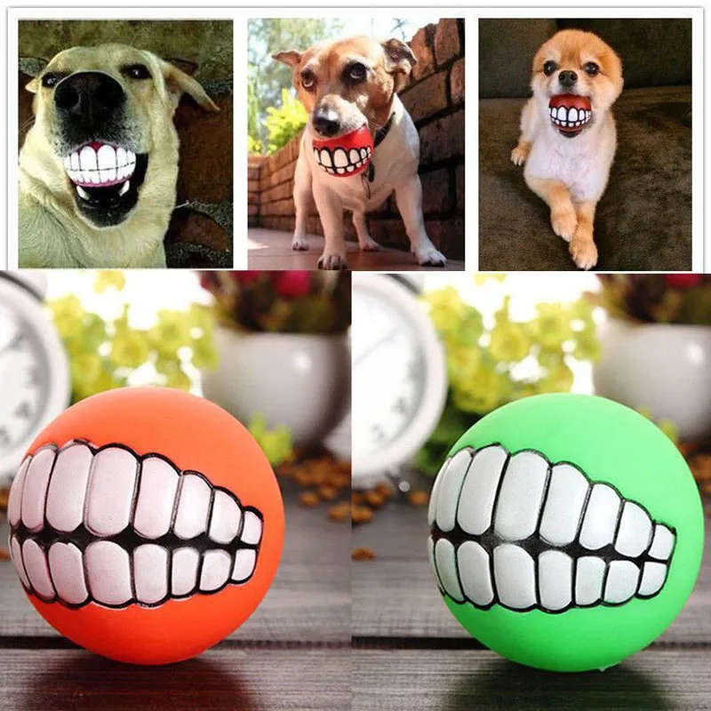 Rubber Dog Toys Squeaky Cleaning Tooth Dog Chew Toy Small Puppy Toys Ball Bite Resistant Pet (1pc) 1005012542777096