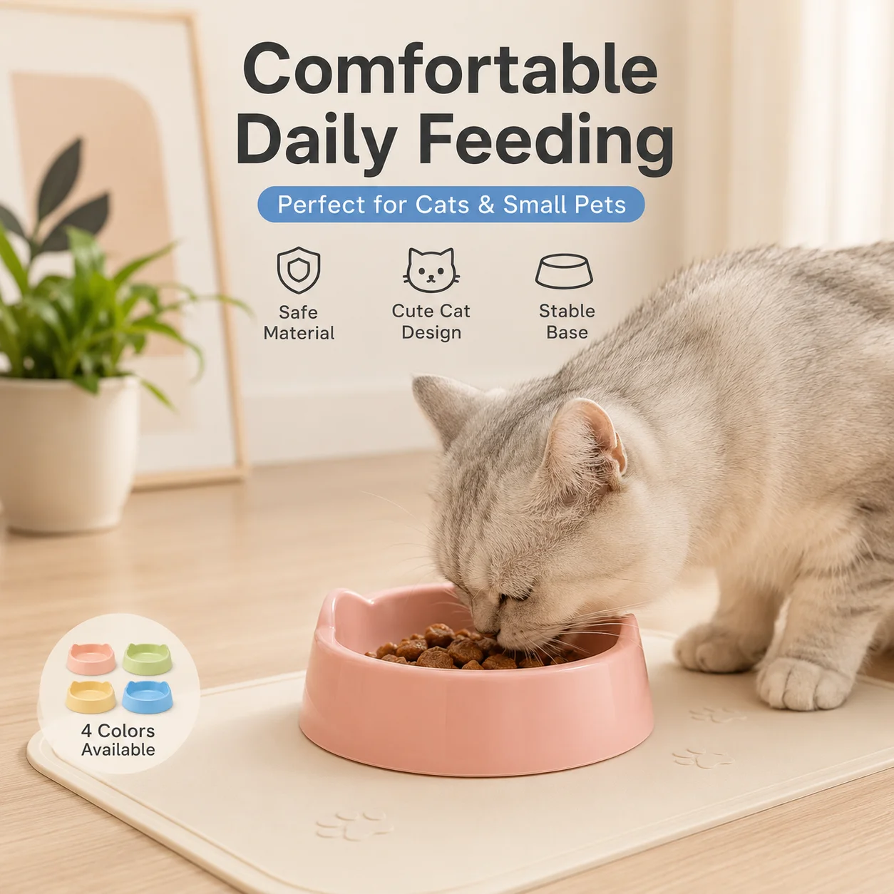 Cat Ear Design Food Bowl, Cute Cat Feeding Dish for Pets, Dog Water Bowl for Small Animals 1005012543273164