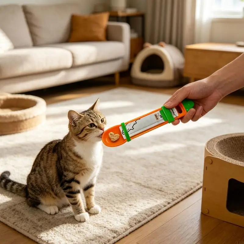 2pcsCartoon Cats Treat Feeders with Squeezes Spoon Cats Dispenser for Wet Dry Treats 1005012544023880