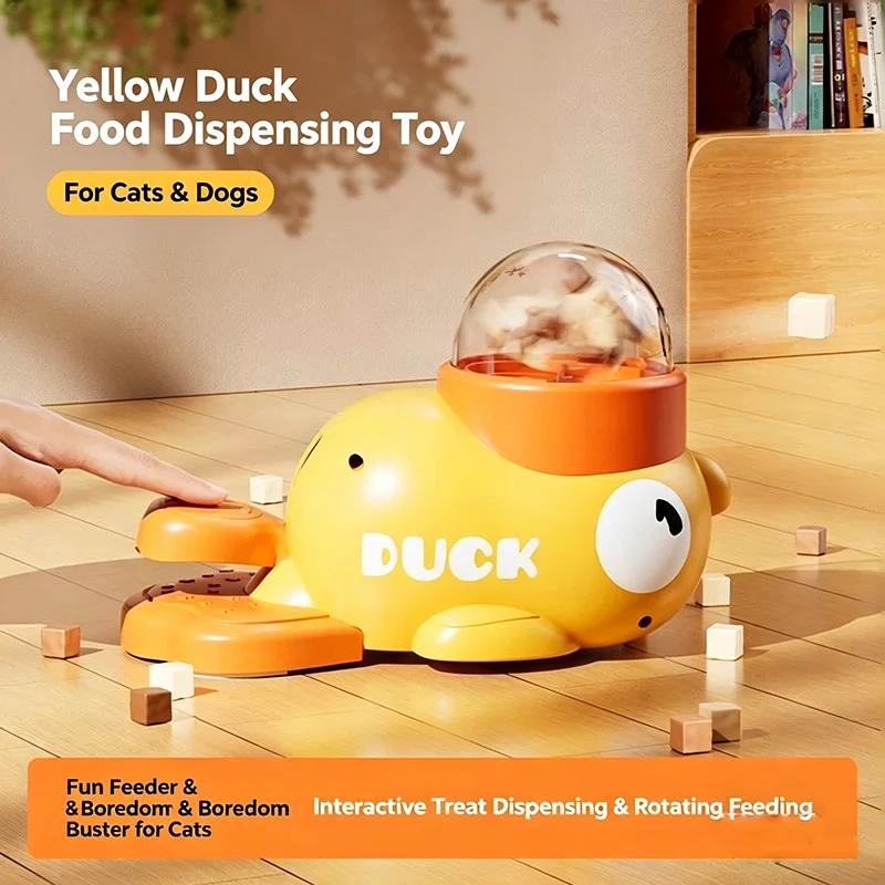 Yellow Duck Interactive Pet Treat Dispenser Automatic Dog Cat Feeder Iq Training Slow Feeder Toy 1005012547586238