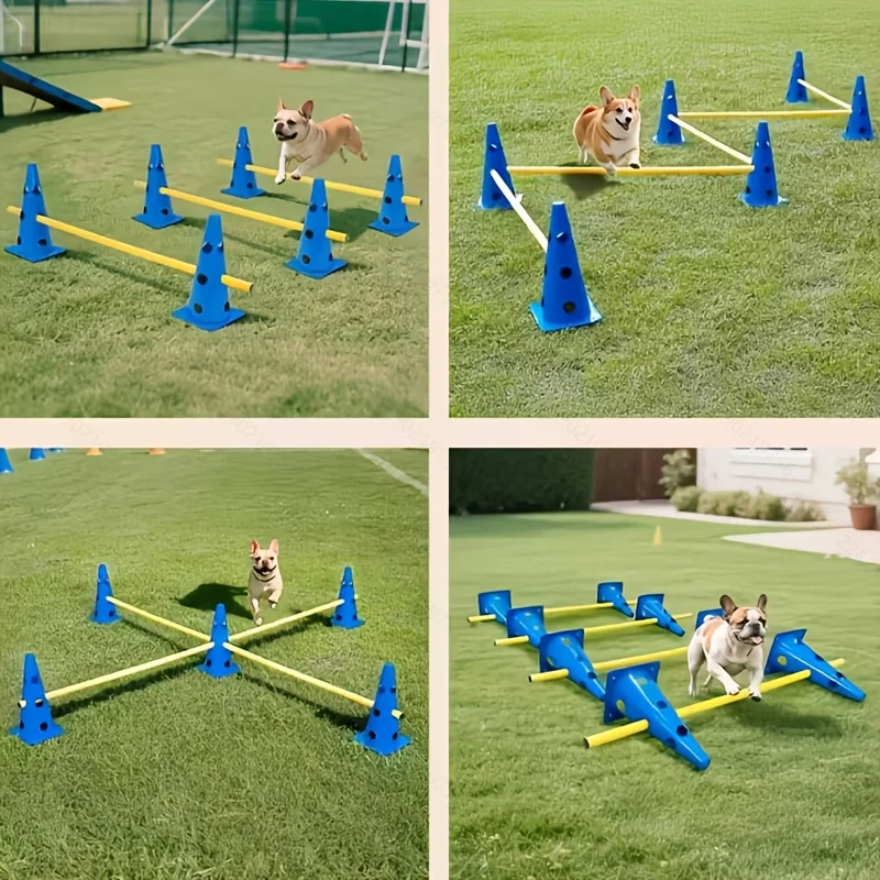 Dog Agility Training Equipment Set with Perforated Roadblock Bucket and Hurdle Stand 1005012547654340