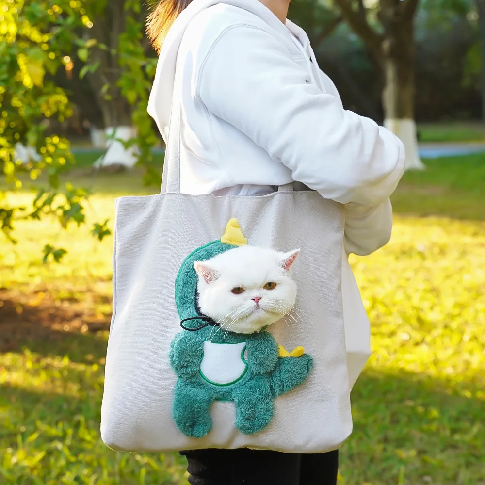 Cute Cat Canvas Shoulder Bag Portable Pet Dog Carrier Puppy Kitten Outdoor Travel Handbag Carrying 1005012548129573