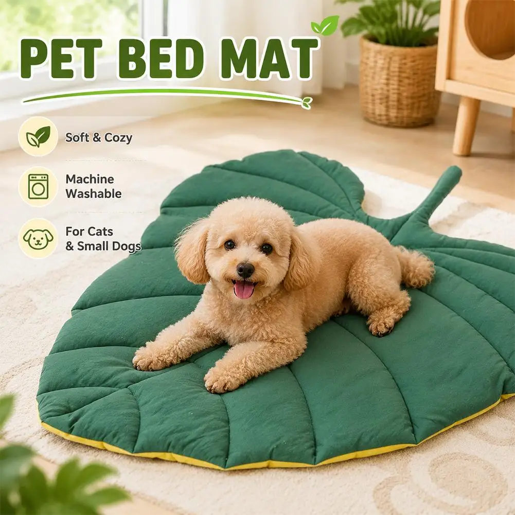 Cat Bed Mats Soft Cotton Leaf Shaped Kitten Cat Puppy Dog Bed Mat Sleep Blanket Home Pets Double 1005012548540154