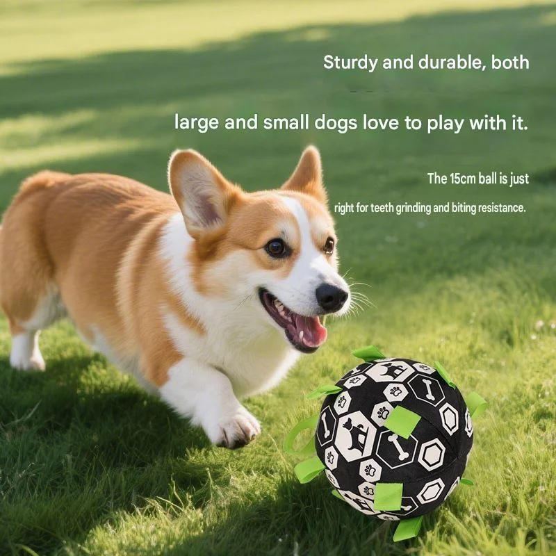 Squeaky Bell Dog Football Toy Interactive Chew Sound Ball Outdoor Training Play Ball for Small 1005012551685949